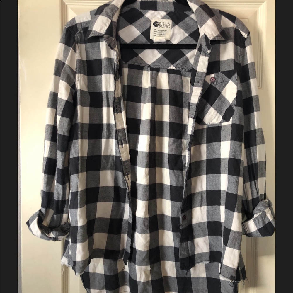 Billabong black & white cutoff flannel